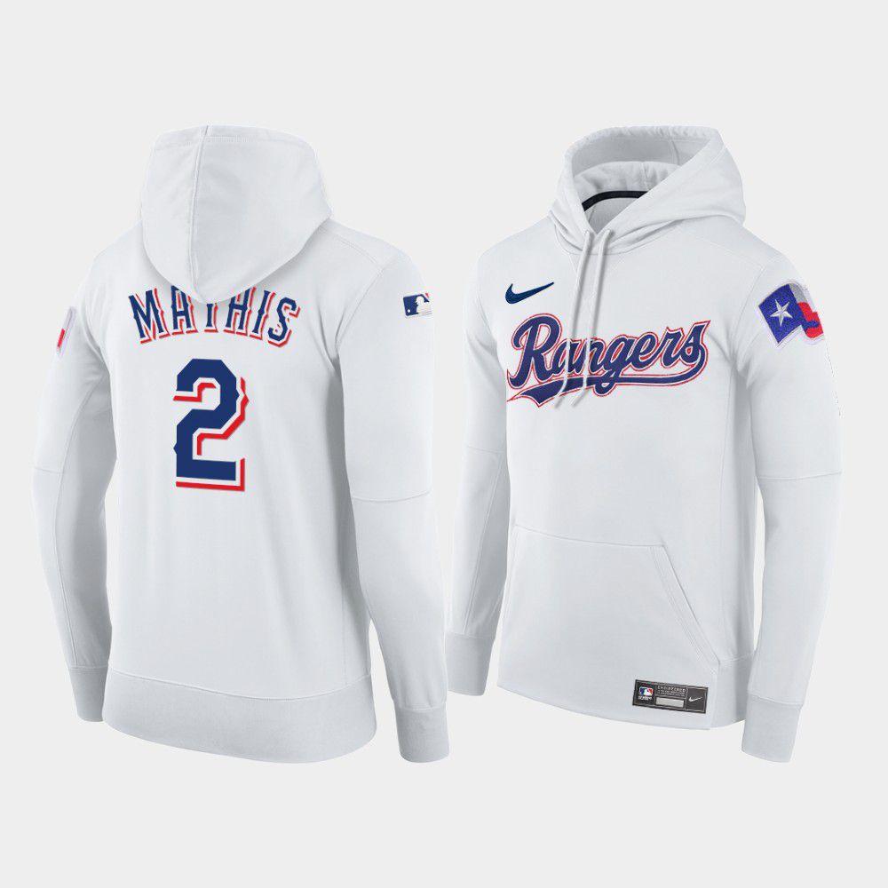 Men Texas Rangers #2 Mathis white home hoodie 2021 MLB Nike Jerseys